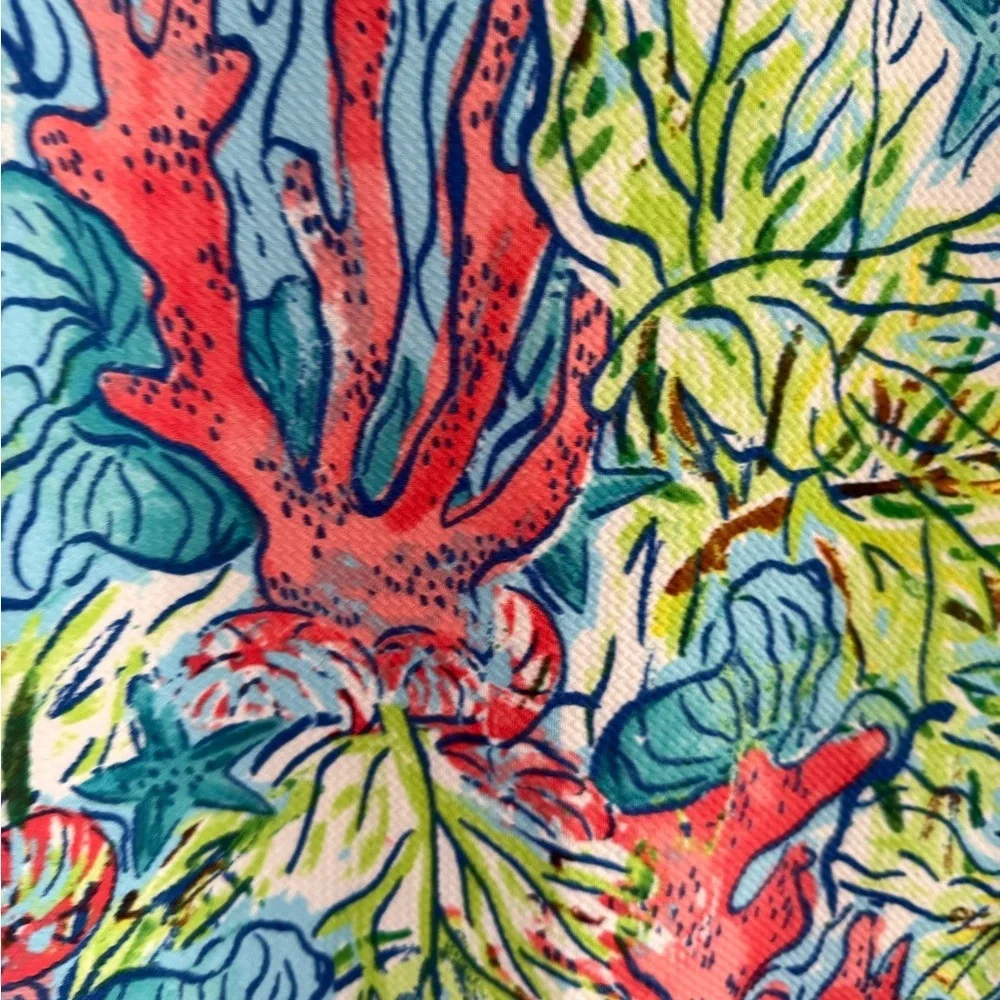 Ronni Nicole Colorful sealife starfish‎ Coral Mini Dress Large nautical Beach - Picture 3 of 6
